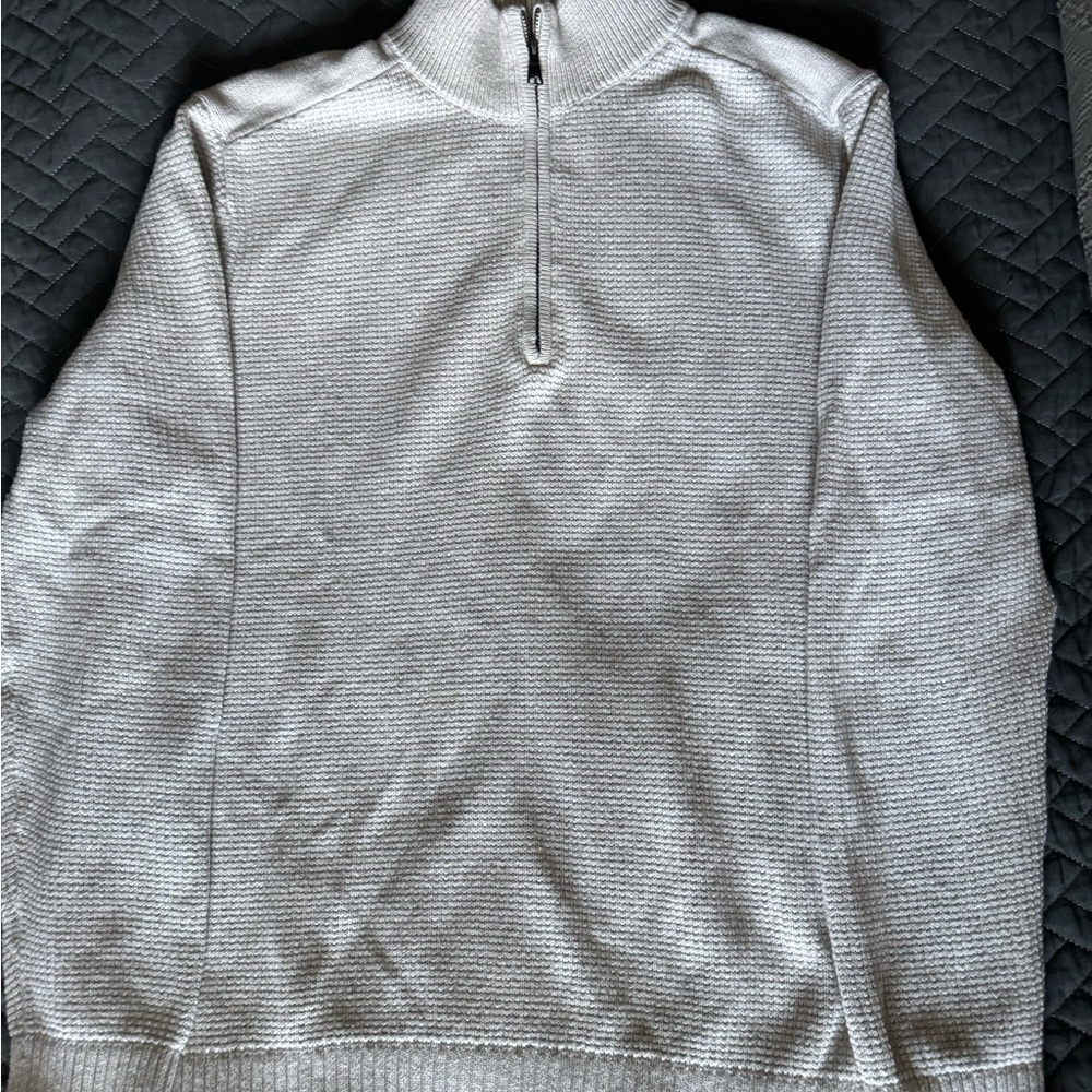Banana Republic White Zip Up Sweater